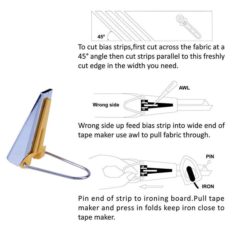 LNKA Bias Tape Maker,LNKA 5 Sizes 1/4" 3/8" 1/2" 3/4" 1" DIY Bias Tapes Tools Kit for Fabric Sewing and Quilting - Image 5